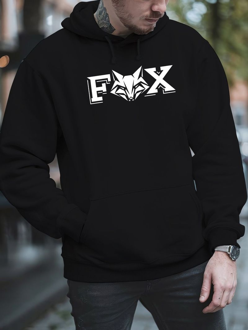FOX Herren Beliebte Kapuzenpullover Taschenjacke Gym Fitness Casual Modisches Top Herbst Winter Kleidung_voghion.com