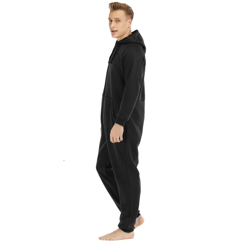 Underwear & Sleepwears Men's Heavyweight Fleece Jumpsuit - Cozy One-Piece Loungewear & Sleepwear For Home Comfort (Green, Black, Royal Blue, S-XXL)_voghion.com