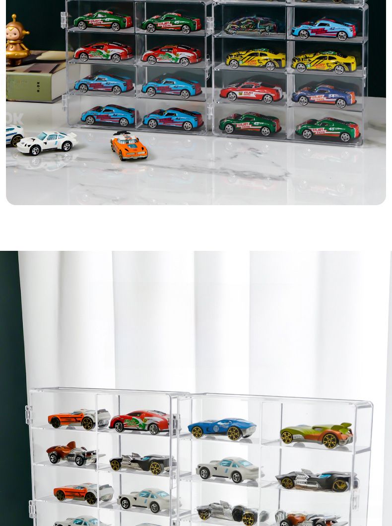 Hot Wheels Matchbox Tomeka Children's Toy Car Model Storage Box 1:64 Car Dustproof Multi-grid Storage Rack_voghion.com