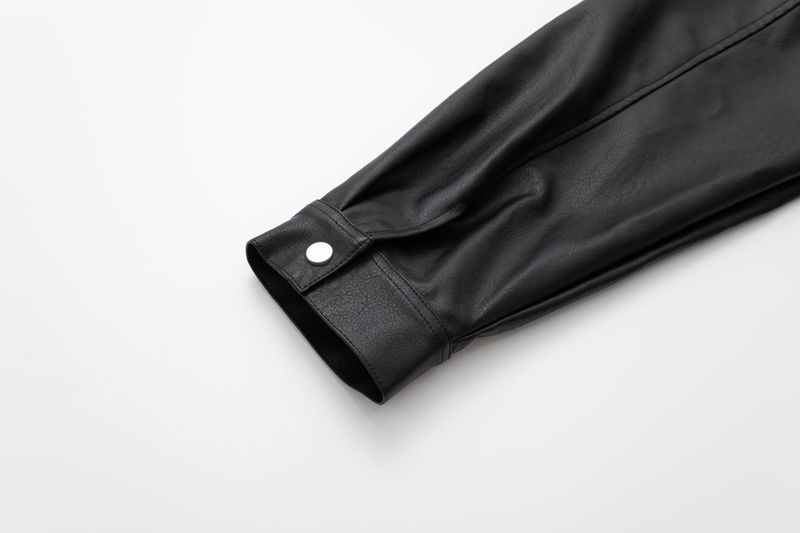 Eon Modish 25 Autunno Nuovo Stile Americano Semplice Versatile Giacca in Pelle PU con Collo Ribaltabile_voghion.com