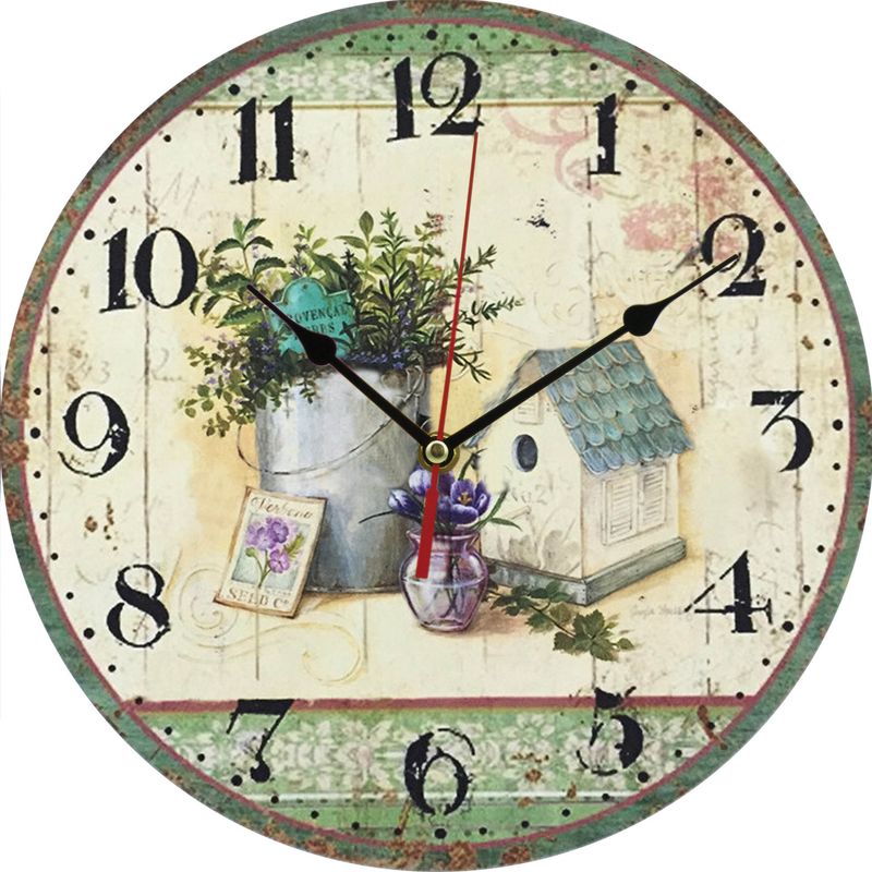 Wooden Wall Clock – Silent Sweep Movement, 30cm Round MDF Design, Roman Numerals & 24H Indicators, Battery Powered For Home & Office Decor_voghion.com