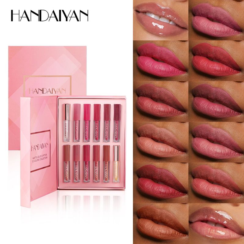 HANDAIYAN Square Tube Lip Gloss Set - Waterproof, Easy To Apply, Pearl & Matte, Long-Lasting_voghion.com