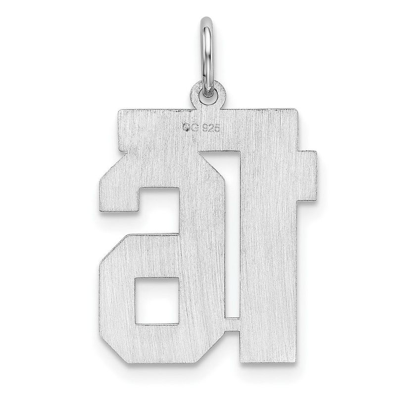 Sterling/Silver Rhodium-plated Polished Number 16 Charm_voghion.com