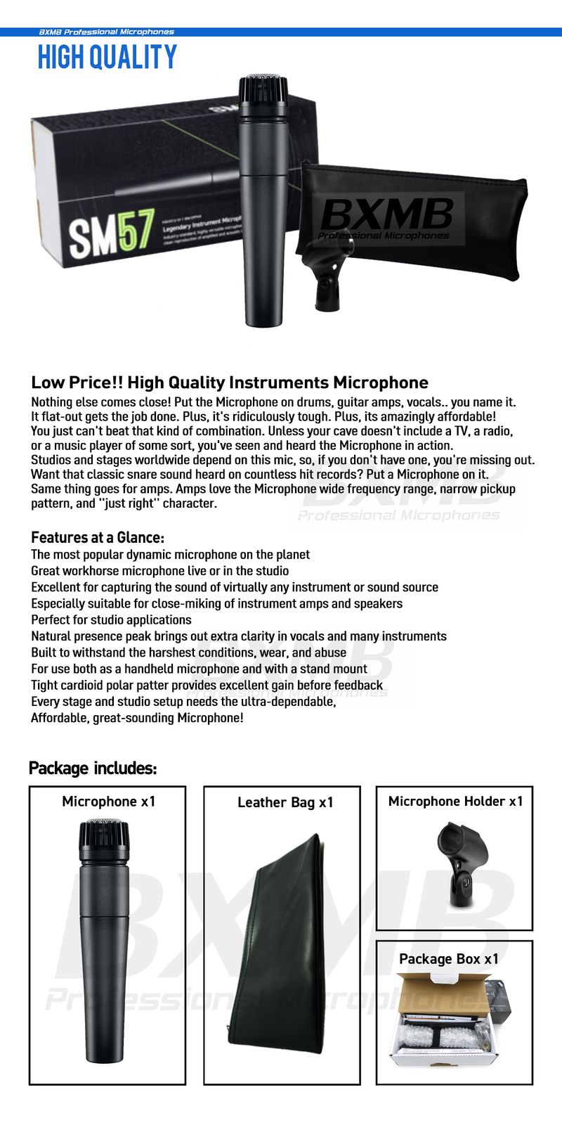 High Quality Metal SM57LC Professional Dynamic SM57 Wired Microphone For Stage Singing Karaoke Recording Live Vocals_voghion.com