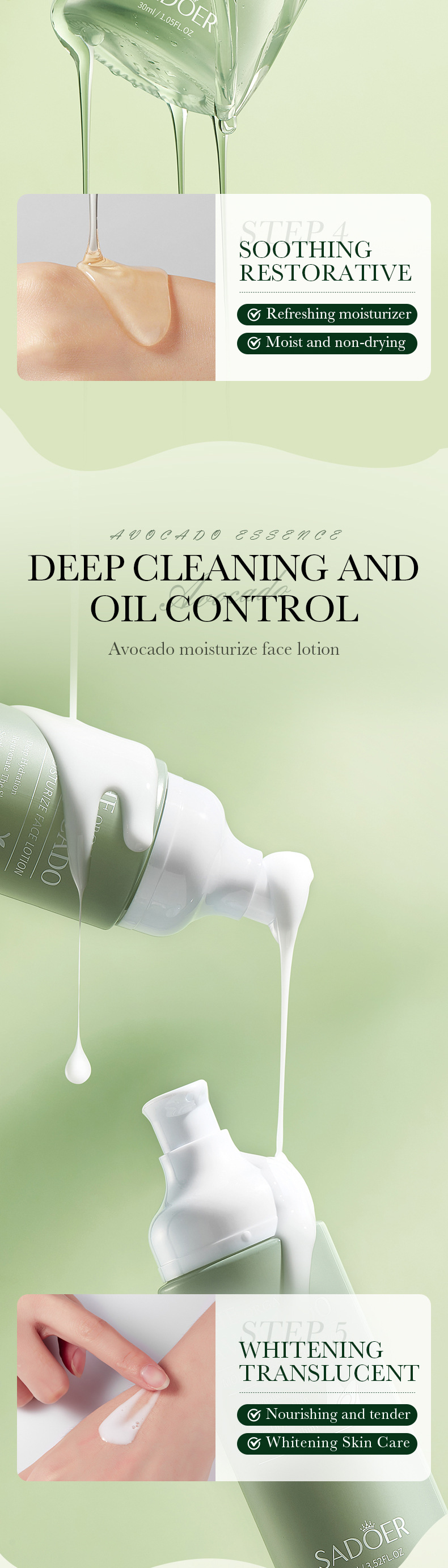 24 hot Product Avocado Skincare SADOER Cleaning, Hydrating, and Moisturizing Six Piece Set_voghion.com