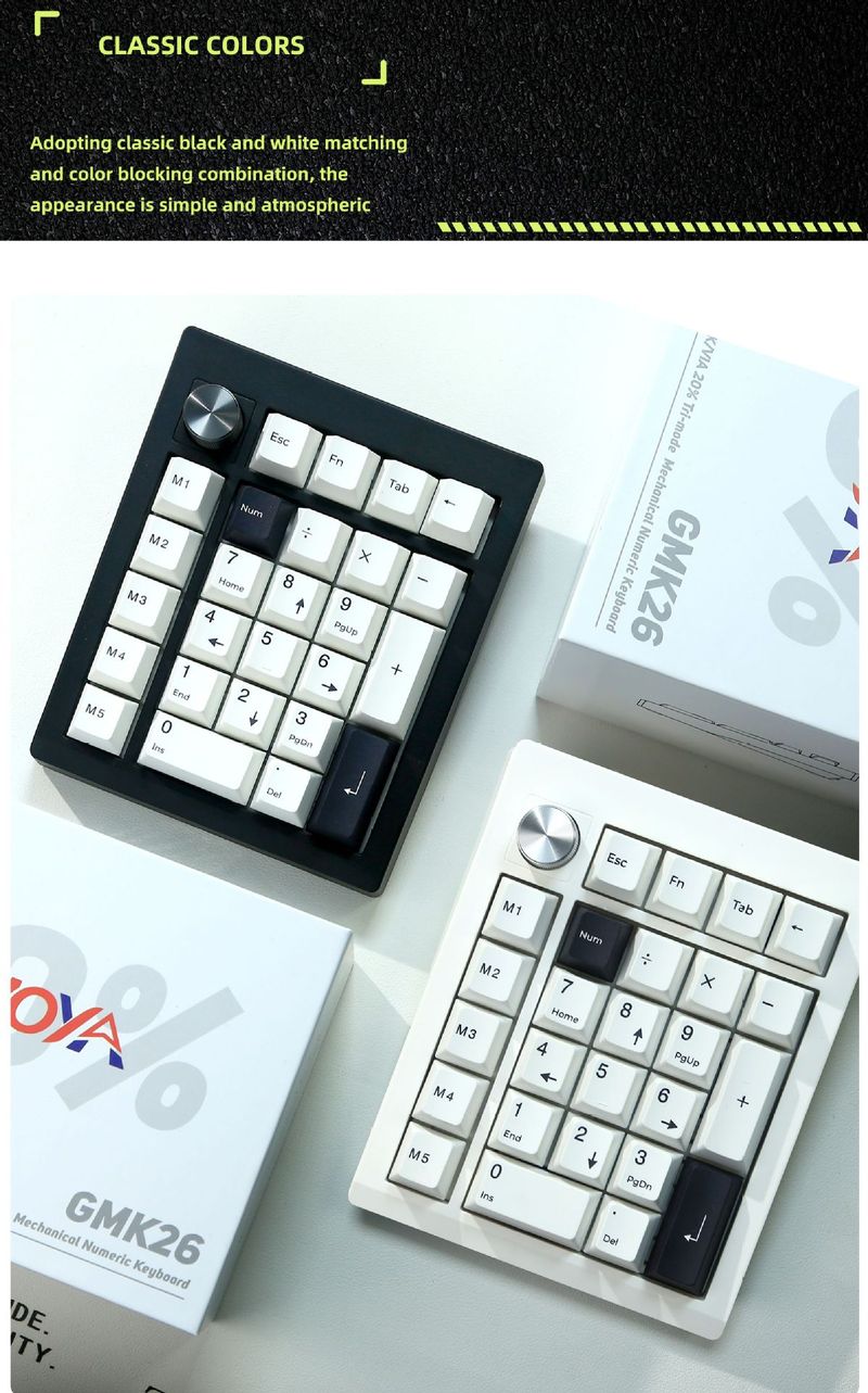 ZUOYA ZOYA GMK26 Three-mode Wireless Mechanical Keypad Bluetooth 2.4G Knob QMK/VIA_voghion.com