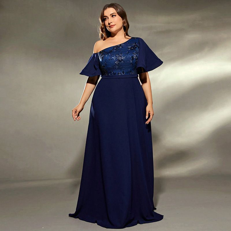 Elegantes Abendkleid in Übergröße für Damen – Einschultriges Abendkleid für besondere Anlässe, Empfänge, Bankette und Feiern_voghion.com