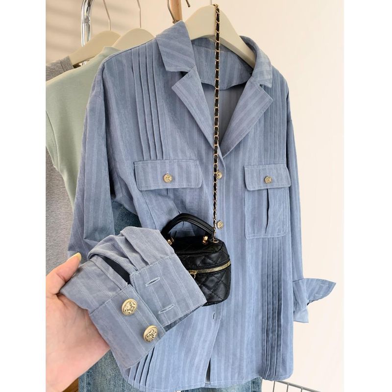 Abbigliamento donna Camicia a righe Primavera Primavera Stile caldo Design Nicchia Camicia Giacca Top_voghion.com