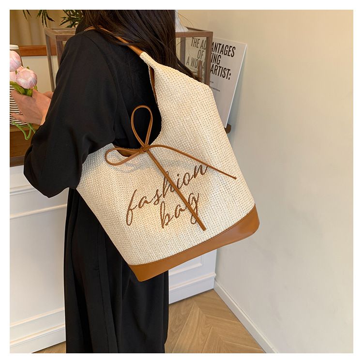 Nischen-Einzelschulter-Strohgewebte Damen, Neuer Koreanischer Stil, Einfach Und Exquisit, Kleine Handtasche Für Die Arbeit, Unterarm_voghion.com