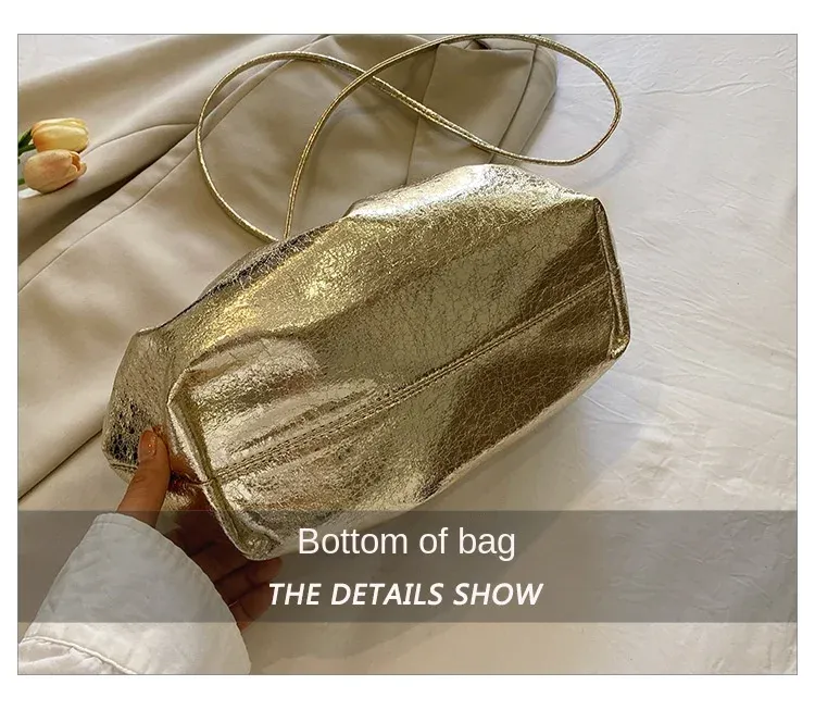 Small Design Women's Leather Sier Cloud Gold Crossbody Bag Ladies Party Clutch Purse Female Handbags_voghion.com