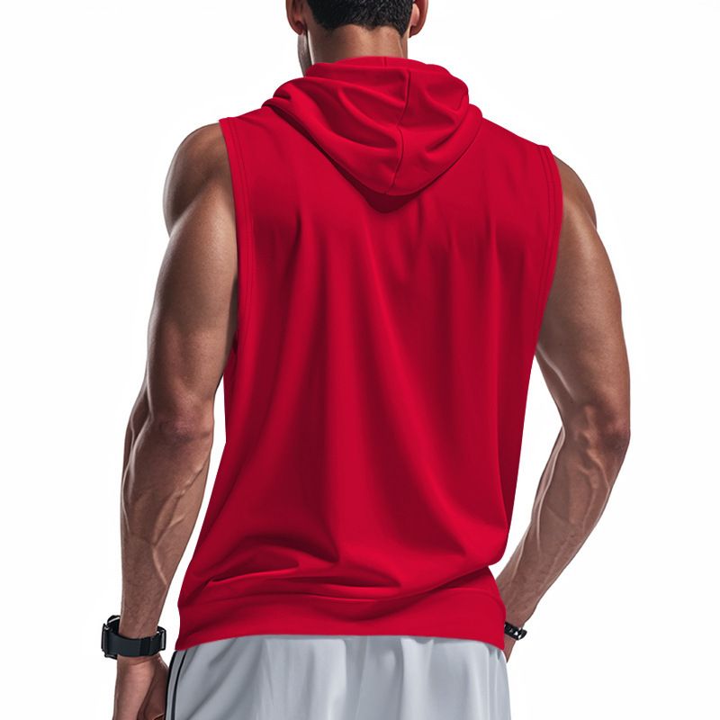 Herren Sommer Unterhemd mit Kapuze Sport Fitness Training Reißverschluss Strickjacke Ärmellose Weste Tops_voghion.com