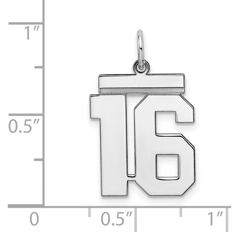 Sterling/Silver Rhodium-plated Polished Number 16 Charm_voghion.com