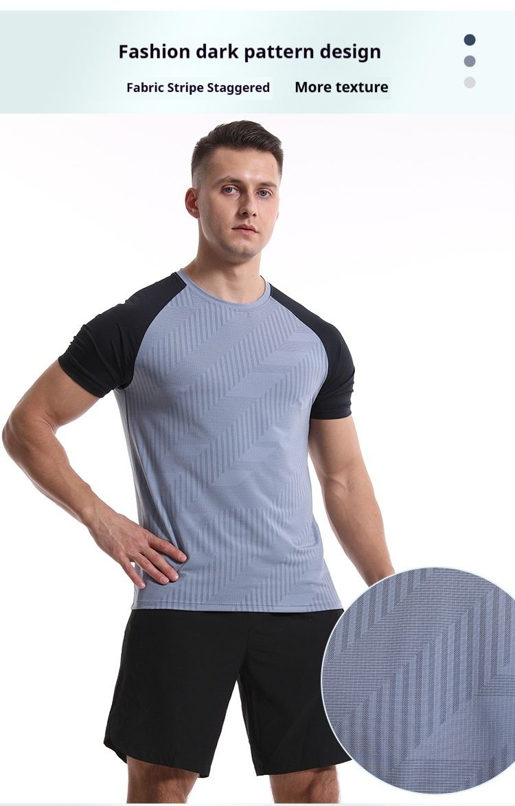 T-shirt court à manches courtes et contraste de couleur pour homme, idéal pour la course à pied, le basket-ball et le fitness, séchage rapide_voghion.com
