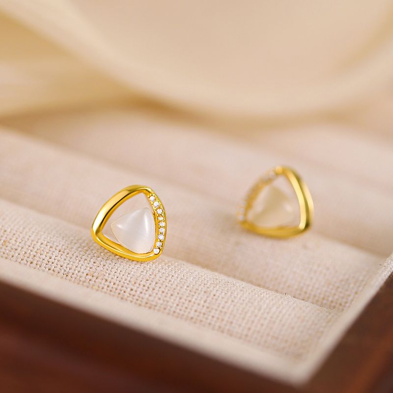 Orecchini a bottone in opale con design di nicchia di alta qualità, orecchini geometrici alla moda per le donne_voghion.com