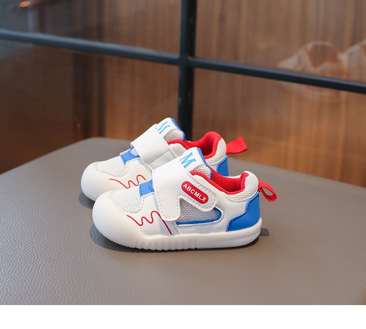 Scarpe da passeggio per bambini e bambine, in rete rossa, traspiranti, morbide, blu, alla moda, antiscivolo, sandali da ginnastica per bambini_voghion.com