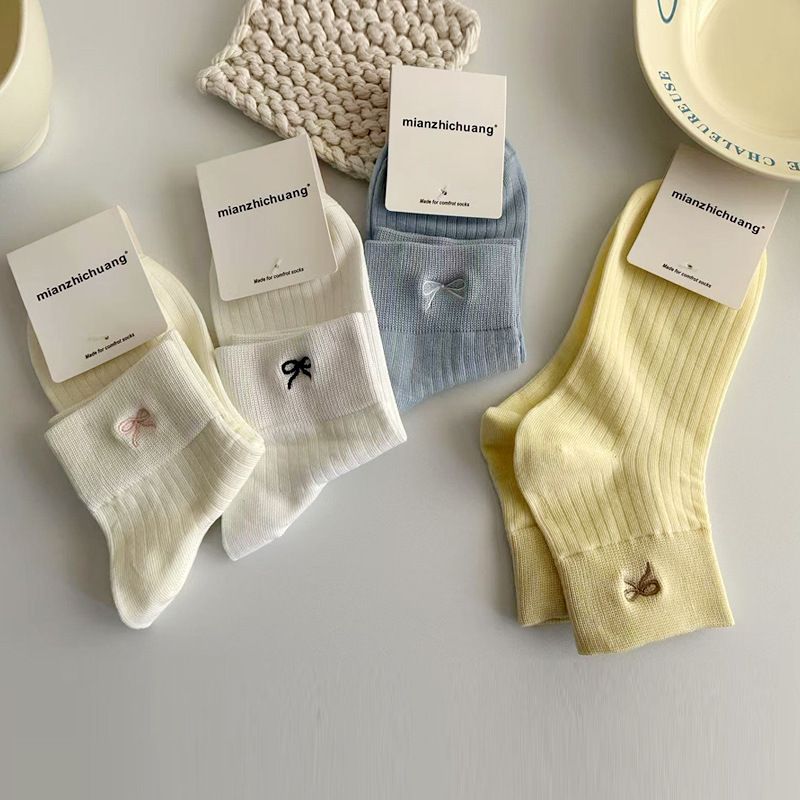 Internet Celebrity Bow Children's Summer Ballet Socks White Cotton Socks College Style_voghion.com