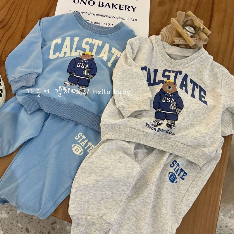 Dětské oblečení 2024 nové dětské podzimní a zimní overaly pro chlapce a dívky mikiny a tepláky s kresleným medvídkem dvoudílné overaly dětské sportovní oblečení_voghion.com