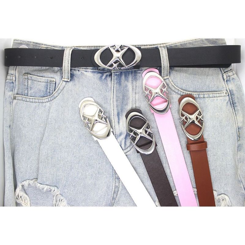 Punk Ledergürtel Gothic Mond Stern Design Y2k Y2k Gürtel Pu Leder Kreuz Decoratief Gürtel Manner Frauen_voghion.com