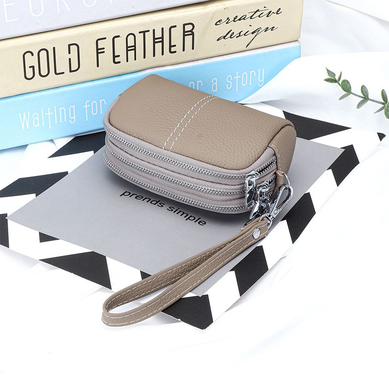 Borsa a tre strati in pelle di vacchetta con cerniera per donna, nuovo portamonete multiscomparto intrecciato a mano, mini pochette in vera pelle_voghion.com