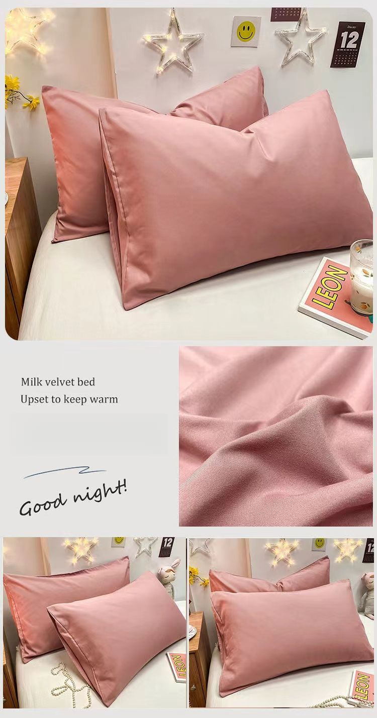 Solid Color Pillowcases Pair Washed Cotton Soft Core Thickened Pillowcase Single Dormitory Pillow Cover Minimalist Style_voghion.com