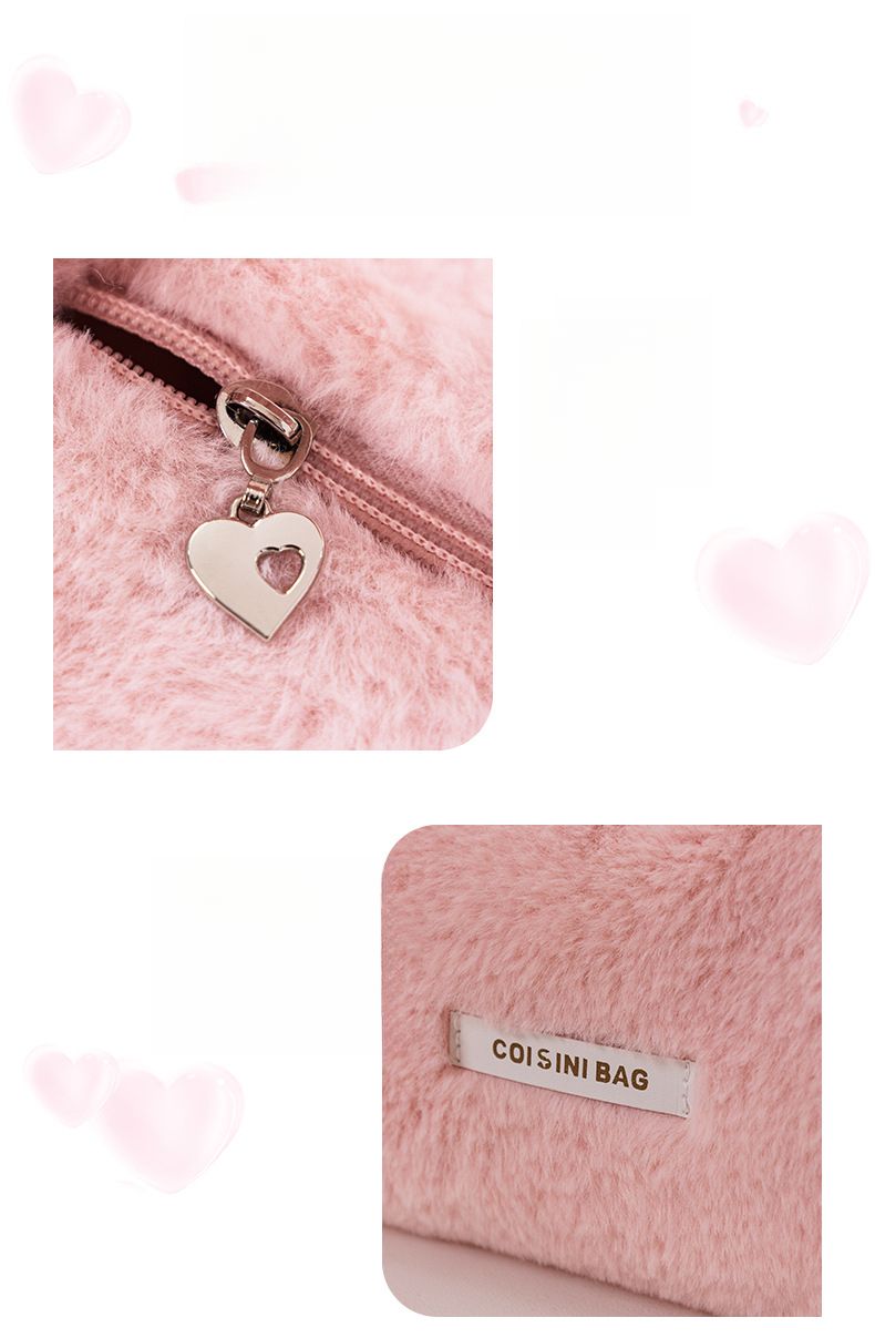 Borsa da viaggio in peluche per cosmetici da donna, custodia portatile, autunno/inverno 2025_voghion.com