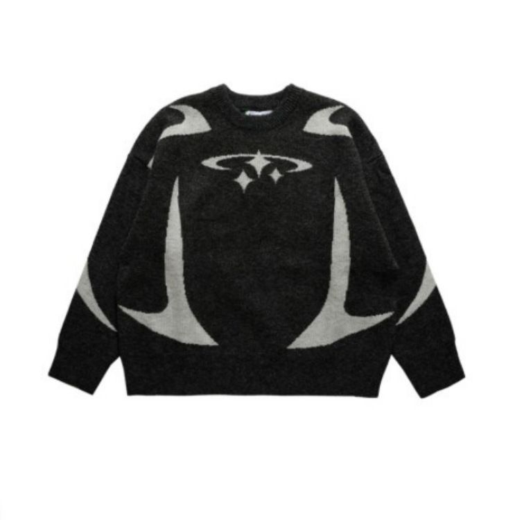 Maglione lavorato a maglia di marca alla moda, versatile, casual, scollo rotondo, da donna, con temperamento Y2K_voghion.com