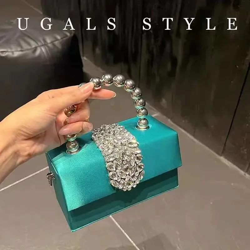 Borsa a mano da donna in raso, con cristalli quadrati e brillanti, con strass, da sera, per matrimonio, festa, pochette, borsa a tracolla_voghion.com