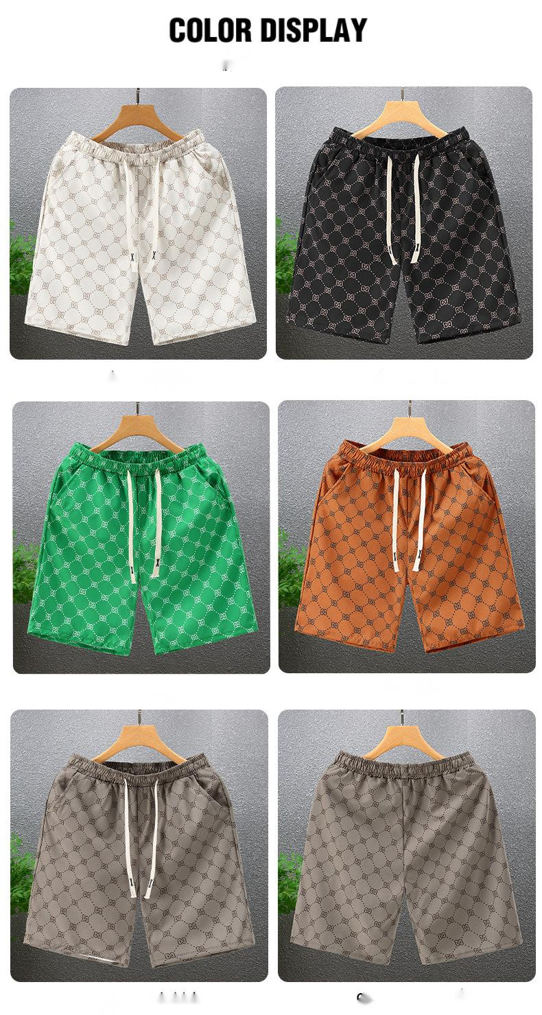 Shorts d'été pour hommes, pantalons imprimés en soie glacée, respirants, décontractés, vêtements de plage, de course, de sport, de basket-ball_voghion.com