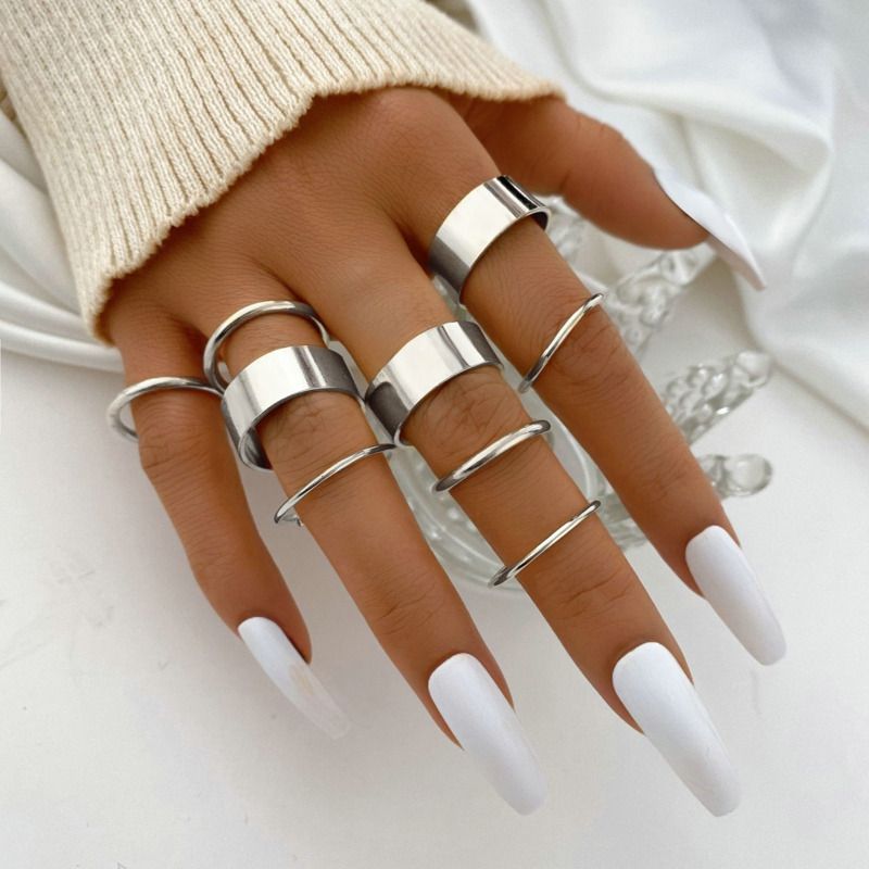 Ready Stock 8 Teil/Set Retro Böhmen Kreis Zirkon Perle Set für Frauen Elegante Vintage Herz Stern Geometrische Ring Modeschmuck_voghion.com