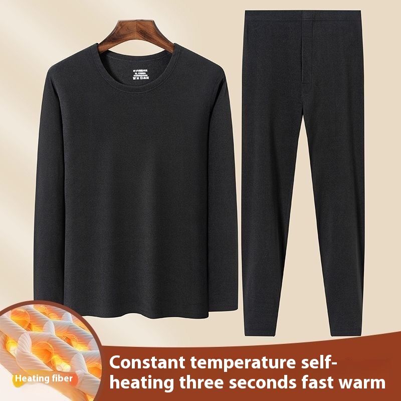2024 Nuovo girocollo autunno vestiti pantaloni per moda autunno/inverno bifacciale caldo intimo uomo set autoriscaldante_voghion.com