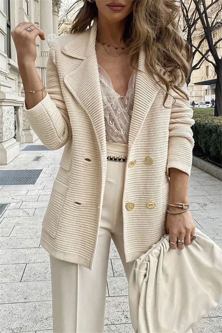 Solid color pit strip casual small suit short loose jacket for women_voghion.com