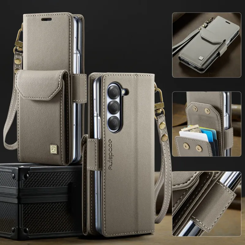 Per Samsung Galaxy Z Fold 6 5 Fold6 Fold5 5G Portafoglio Custodia per telefono cellulare con blocco RFID, porta carte di credito, custodia in pelle PU_voghion.com