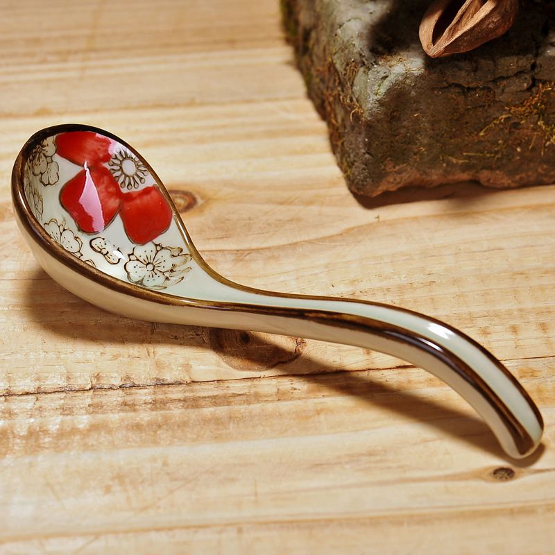 Cucchiaio da zuppa in ceramica - Grazioso mini cucchiaio per ramen/dessert/tè (set da 6, porcellana artigianale, per uso domestico e in ristorante)_voghion.com