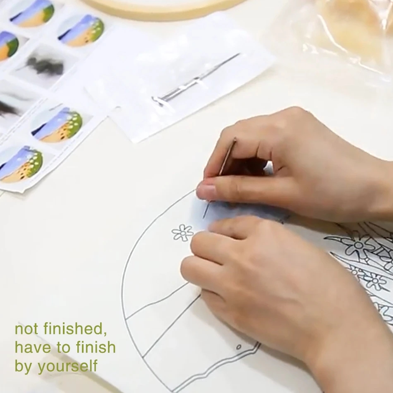 RUOPOTY Moderne Uldmaleri Jul Kanin Håndlavet broderiramme Filt Crafts Kit Vægkunstbillede_voghion.com