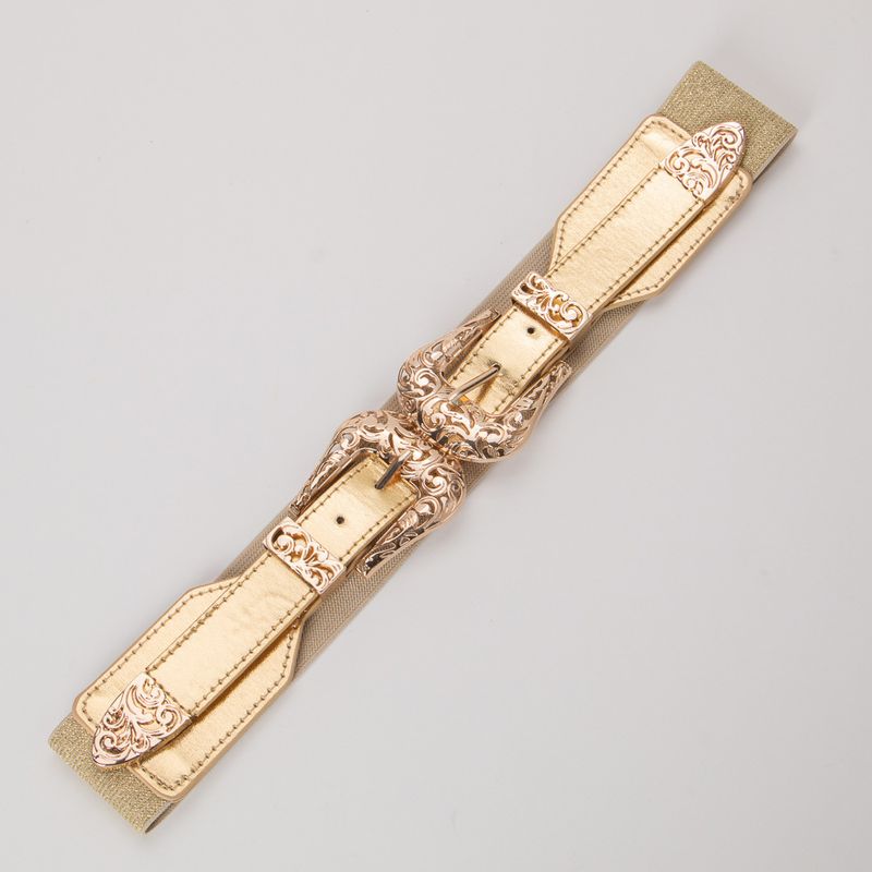 Cintura larga elastica regolabile con fibbia doppia, versatile, per le donne_voghion.com