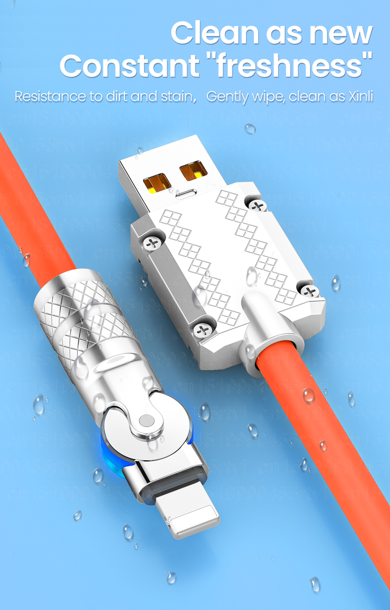 180 fokban elforgatható USB töltőkábel iPhone 14 13 12 11 Pro Max XS 6s 7 8 Plus készülékekhez, puha TPE telefon gyorstöltő kábel D_voghion.com