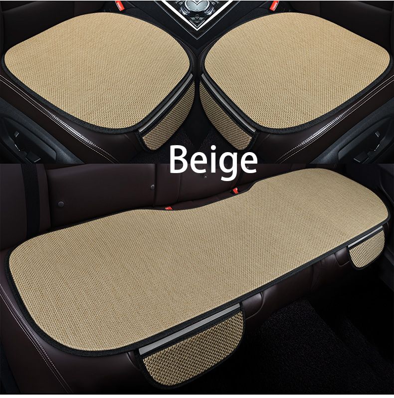 Burlap Car Seat Cushion Three-piece Set_voghion.com