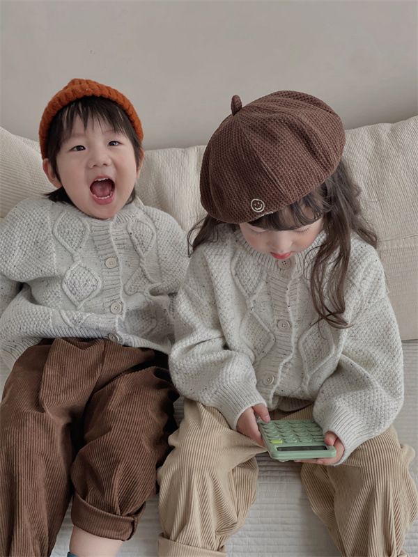 Kinder Herbst Strickmantel Jungen Mädchen Pullover Mädchen Schatz Pullover Mädchen Twist Cardigan_voghion.com