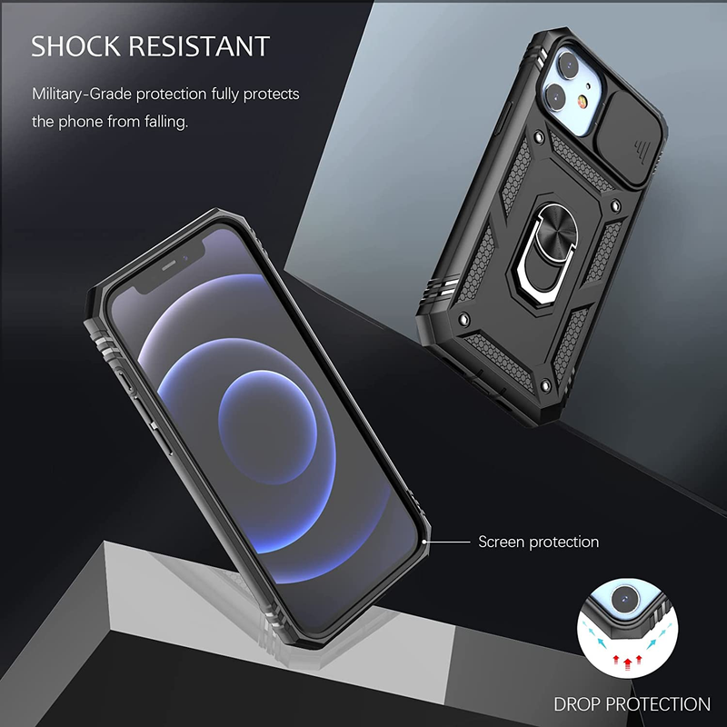 Coque pour iPhone 14 13 12 11 Pro Max X Max 8 Plus Coque robuste avec caméra Rotation à 360 degrés Béquille robuste Shockpro_voghion.com