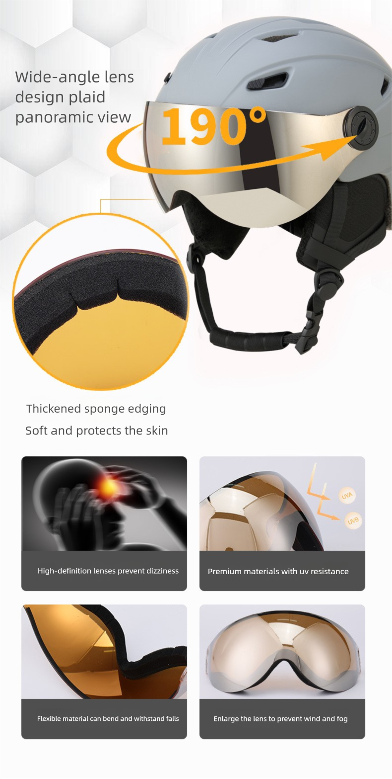 New Integrated With Ski Goggles Warm Snow Adult Outdoor Sports Safety Helmet_voghion.com
