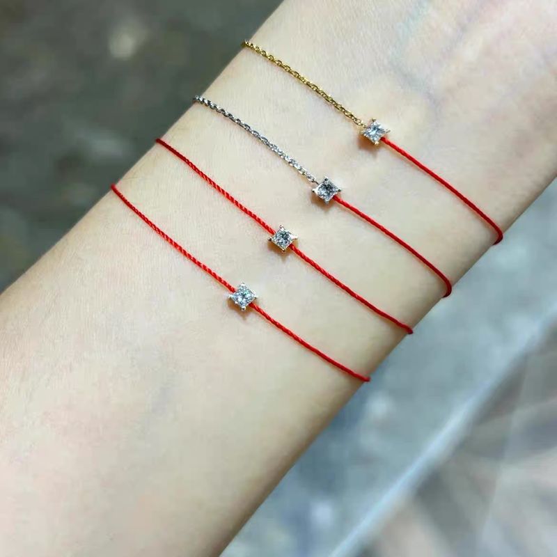 New French Redline Princess Square Red String Lucky Birth Year Inlaid Diamond Couple Bracelet_voghion.com