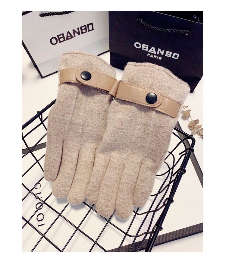 Uld handsker til mænd med touchscreen, vintermodel med fortykket fleece for varme, modstandsdygtighed over for kold vind, cool og afslappet kørsel_voghion.com