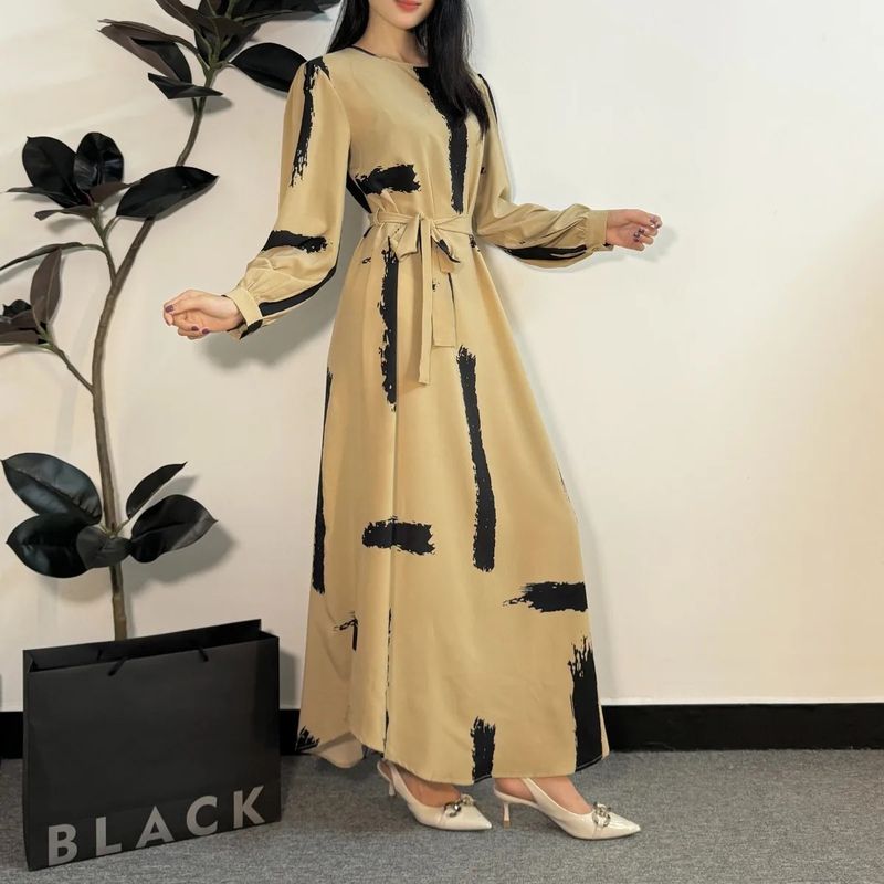Naisterõivad Uus moslemi kleit Naiste palvekleit Abaya mood Naiste O-kaelusega_voghion.com