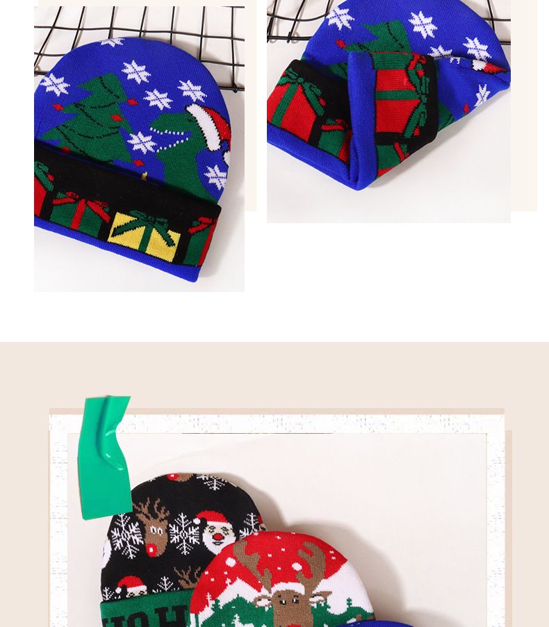 Cappello unisex in maglia jacquard della serie natalizia, semplice, adatto sia per uomini che per donne._voghion.com