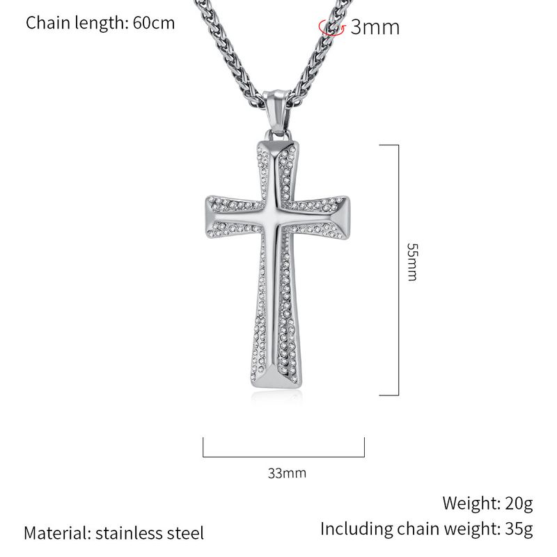 Collana con ciondolo a forma di croce in acciaio al titanio placcato oro con diamanti, stile Hip Hop, per uomo_voghion.com
