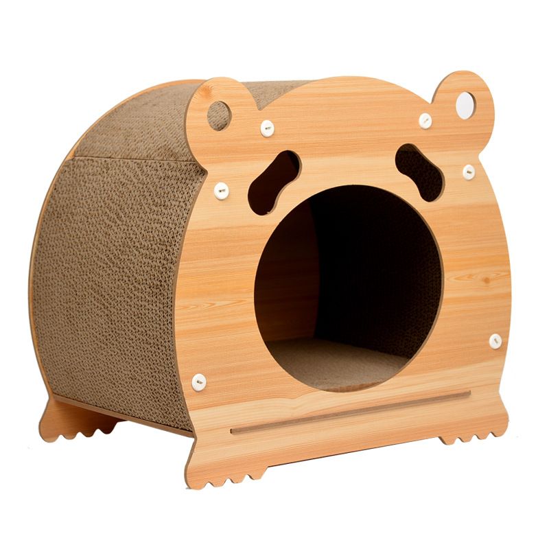 All-Season Multi-Cat Toy Wooden Chaise Longue Cat Scratching Board Nest Corrugated Paper_voghion.com