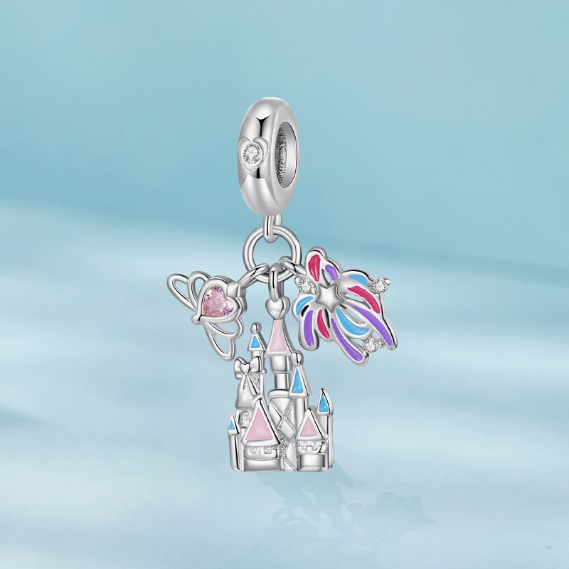 Fireworks Castle Pendant Charm Sterling Silver Charm_voghion.com