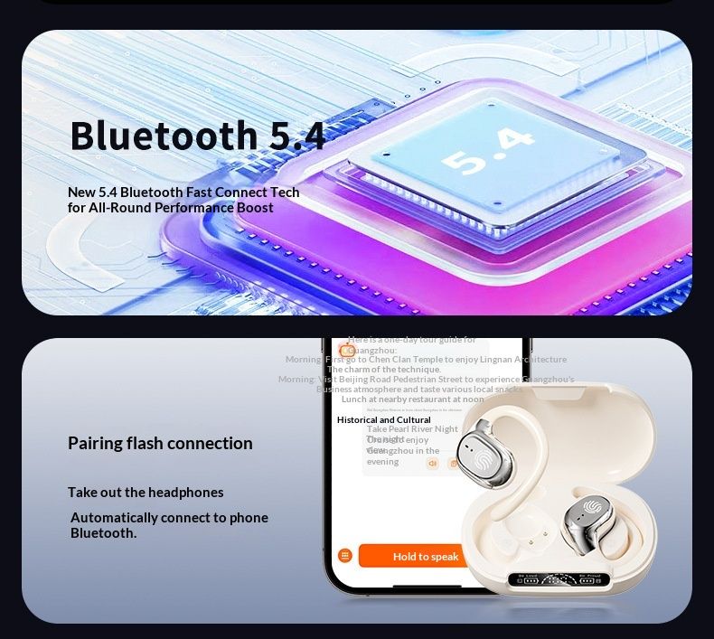 NeoGear 2025 New AI Smart Translation Bluetooth Open Non-In-Ear OWS Ear Hook Wireless Sports Earphones_voghion.com