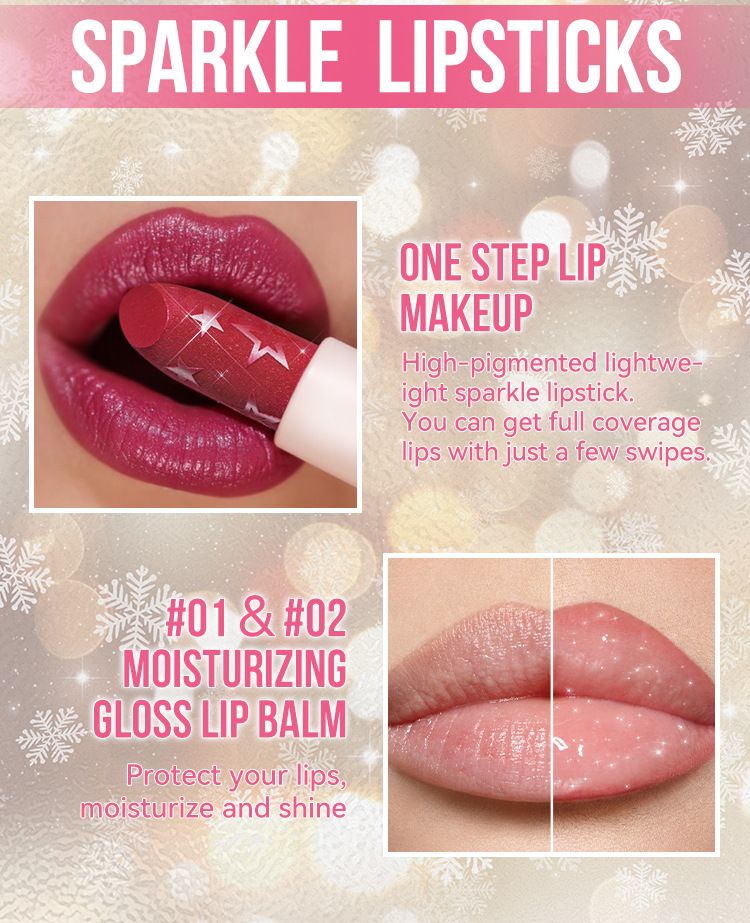 MLSMILE 6 Color Star Pearl Lipstick Moisturizing Easy To Color Fine Shimmer White Valentine's Day Lipstick Lipstick_voghion.com