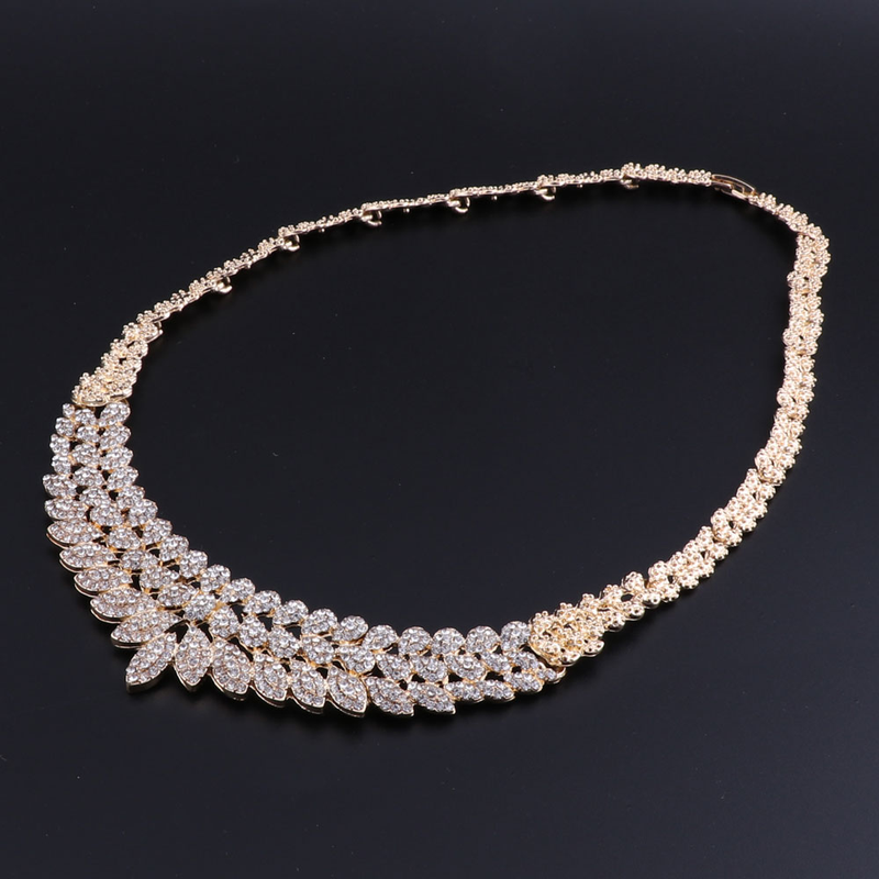 Set di gioielli nuziali alla moda in cristallo, set di gioielli nuziali da donna, collana, orecchini, anelli e accessori per damigelle_voghion.com